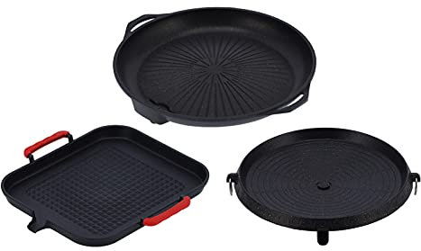 Teppanyaki Frying Pan, Multifunction Barbecue Plate, Portable BBQ NonStick Baking Tray for Home Restaurant Outdoor, for Pork Belly Pancake Fried Rice Cake(Non-Stick Double-Sided Grill Pan)