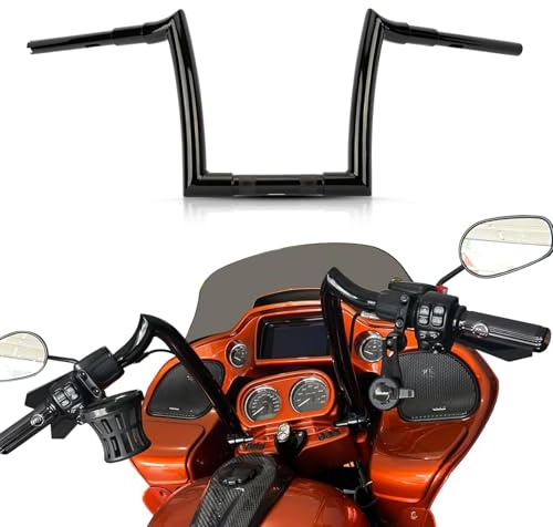 Ape Hanger Motorcycle Handlebars - Ohhmoto 1-1/2 1.5 inch Hanger Bar for Dyna Softail Sportster XL 883 1200 Most Year,for 1994-2023 Road King and for 1998-2013 Road Glide 12 Rise