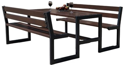 Rattanland®, panca da giardino con tavolo, tavolo da giardino con due panche da giardino, set da giardino in legno, set da tavolo da birra, set da giardino, tavolo da picnic, panca da birra, gruppo da