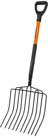 Nohovu Forcone per giardinaggio, 10 denti, con manico antiscivolo, resistente, per pacciamatura, 114 cm