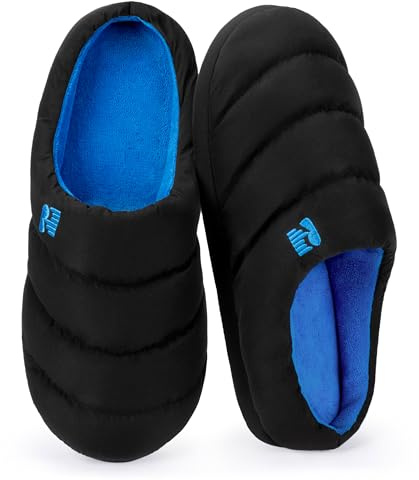 RockDove Men's Campground Memory Foam Down Slipper, Size 8/9 UK Men, Black and Blue