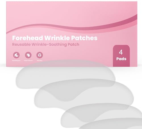 Patches per rughe sulla fronte | Soluzione per la cura della pelle riutilizzabile non invasiva | Linee sottili e rughe leviganti | Abbinamenti con patch per gli occhi e nastro viso | Confezione da 4