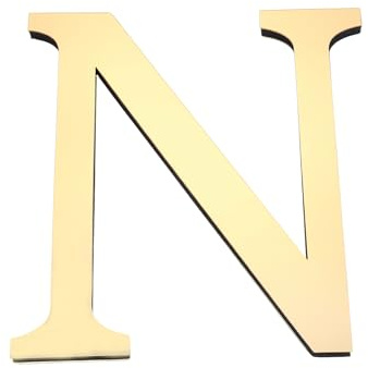 PATIKIL 7.87'' 3D Acrylique Alphabet Autocollants Mural Lettre N Or Clair