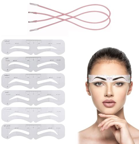 Reusable Eyebrow Stencil,12 Pcs Eyebrow Template with Elastic Band for Beginners Clear