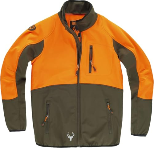 Workteam Softshell Especial Caza y Pesca con Múltiples Bolsillos e Interior Polar Unisex Verde Caza+Naranja Fluor-4XL