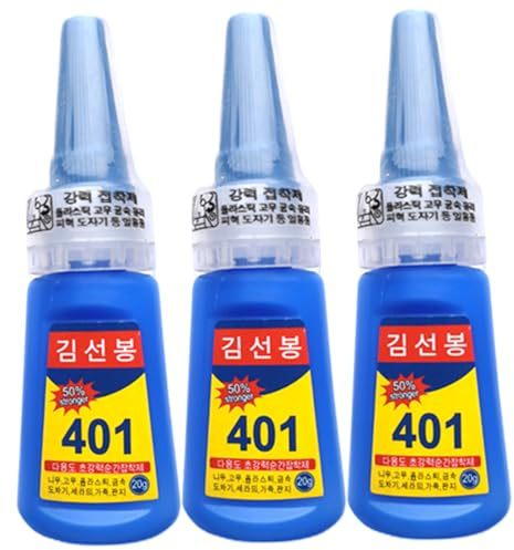 401 Colla 3 Pezzi Set di Super Colla Multiuso Adesivo istantaneo ad alta resistenza Asciugatura rapida Basso sbiancamento Riparazione per ceramica Plastica Legno Metallo Fai da te Fissaggio dome