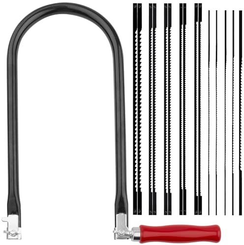 TXErfolg Juego de Sierra de Marquetería con 15 Hojas de Sierra (4#6#8#10#12#10T14T18T24T32T) y Arco para Metal y Madera con Mango, Sierra de Hoja Cortes Precisos para Trabajos en Madera