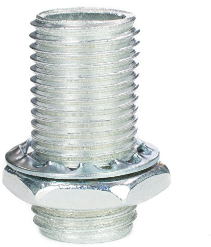 Gängat rör M10 x 1, längd 20 mm, galvaniserad – inkl. sexkantsmutter och låsskiva | gängrör för lampa – 20 stycken