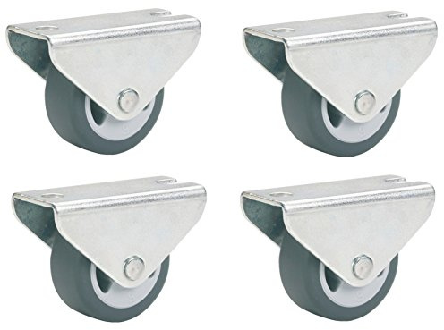 Dörner + Helmer Parkett-Bockrollen, 4er-Set, 30mm x 14mm, 140kg Tragkraft, TPE-Rad, Richtungsfixiert, Verzinkter Stahl