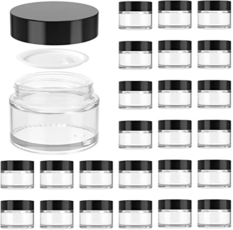 1oz Glass Jar with Lid,Hoa Kinh 40Pack Clear Cosmetic Glass Jars with Lids
