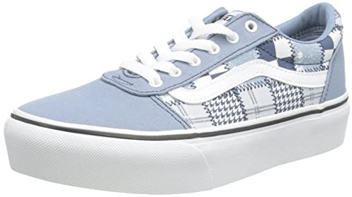 Vans Ward Platform Sneaker, Patchwork Light Blue, 36 EU