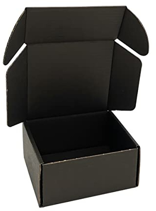 CH-BOX 50 Pack 10x10x5cm (4x4x2'') Small Corrugated Cardboard Postal Boxes Black for Shipping Mailing Packaging Royal Mail Small Parcel