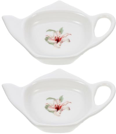 Ceramic Tea Bag Holder Tea Bag Coasters: 2Pack Teapot-Shaped Spoon Rests Tea Bag Storage Rack Classic Teabag Holder Saucer