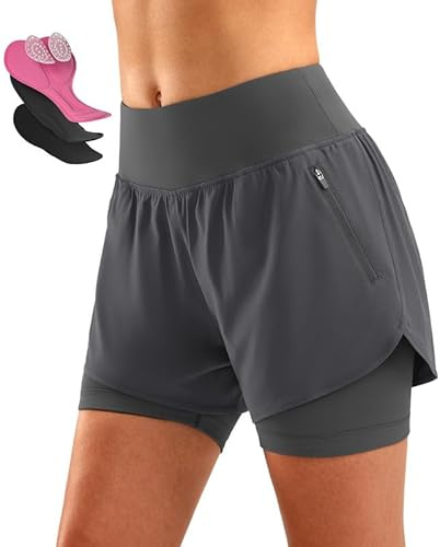 Women's Mountain Bike Shorts 4D Padded Cycling Riding Road Biking Bicycle Biker Cycle Padding UPF 50+ Shorts for Women Zipper Pockets(Dark Grey,M)