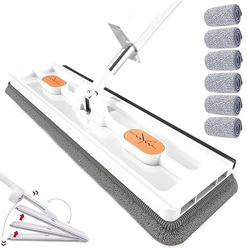 grand balai plat nouveau style,grand balai plat avec serpillière et manche en aluminium,2023 Large Flat Mop,360 Rotatable Adjustable Cleaning Mop,Wall Cleaning Mop With Long Handle,Hand Wash Free Mop