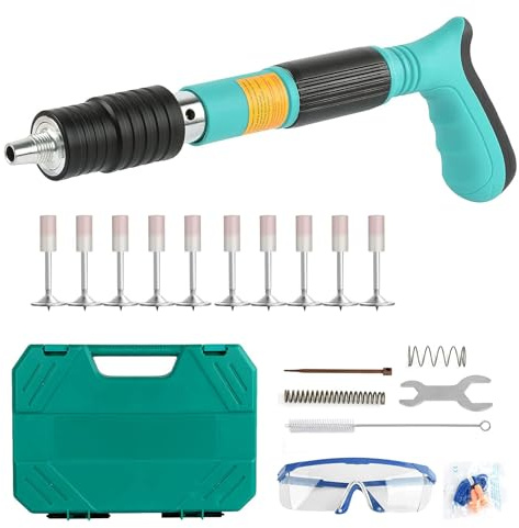 EXCECAR Kits de pistola de clavos de hormigón con 20 clavos, pistola de clavos manual de acero ajustable de 5 velocidades, herramienta eléctrica de fijación de pared, máquina de disparo de uñas
