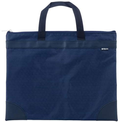 M&G 12x15 in Large Zipper Pouch with Handle, A4 Foldable Lightweight Pocket Waterproof Oxford Document Storage Bag, File Organizer for Office Travel Books Papers Filing Folder – 1 Pack (Blue)