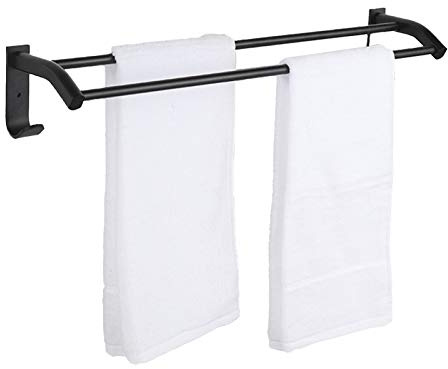 AthuAh Towel Ring, Towel Rail for Bathroom, Premium Space Aluminum Double Towel Bar Rail with Hook,BlackWall Mounted Towel Holder for Bathroom and Kitchen(SZ:49cm) (Size : 69cm)