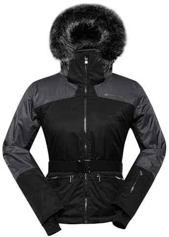 ALPINE PRO OLADA Veste de ski tendance pour femme avec capuche, veste de snowboard stretch avec fourrure, veste d'hiver avec jupe pare-neige, veste d'extérieur, veste de randonnée, veste pour la