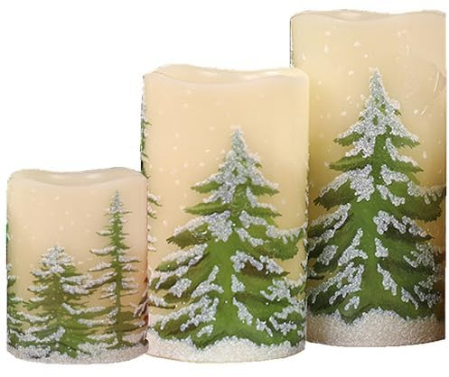 TRIXES 3 candele senza fiamma per albero di Natale, funzionamento a batteria, dimensioni assortite, 10,5 cm, 12,5 cm e 15 cm