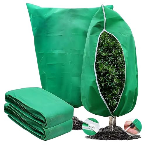 Tkxjry 2 PCS Protezione Invernale per Piante, 80 x 120cm Sacco di Protezione Invernale per Piante, Telo Copri Piante, Copertura Piante Inverno per Arbusti e Alberi Protegge Le tue Piante dai Danni