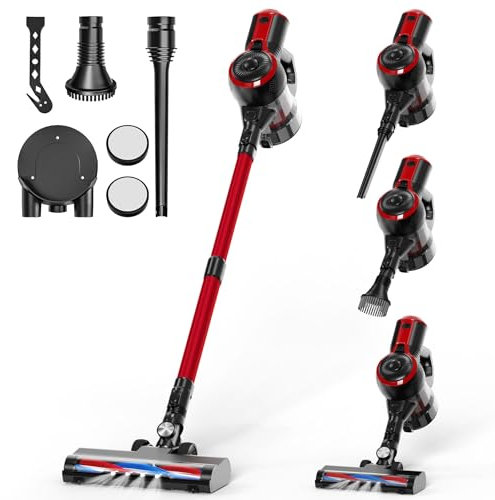 QEXREED Aspiradora Sin Cable 4-In-1, Aspirador Escoba 40 Minutos, Escoba Aspiradora Sin Cable 160W 25000Pa, FiltracióN De PartíCulas del 99.9%, para Mascotas, Cabeza De Cepillo MáS Grande