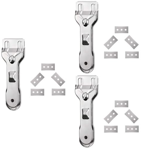 PRETYZOOM 3 Ensembles grattoir à verre scrubber calfeutrage spatule raclettes de nettoyage lame grattoir vitre Pelle de nettoyage grattoir de nettoyage pour verre Acier inoxydable Silver