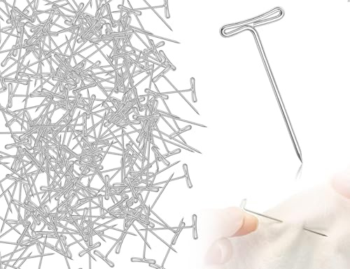 AOYEGIC 100 Pezzi Di Spilli A T, Spilli Dritti In Acciaio Con Scatola Portaoggetti, Per Bloccare Parrucche, Fai Da Te, Lavoro A Maglia, Casa, Ufficio E Scuola (Argento)