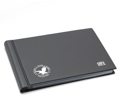SAFE 814 fickmyntalbum för 72 mynt, kompakt myntalbum med 12 ark för silvermynt och samlarobjekt 190 × 135 mm högkvalitativ säkerhetskvalitet