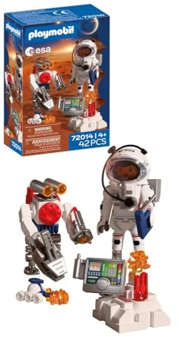 Playmobil | Space | ESA: Astronaut with Robot | With Mars Crawler, Analysis Station & 3 Rock Samples | Space Exploration in the Playroom Playset | For Children Aged 4+ | 72014