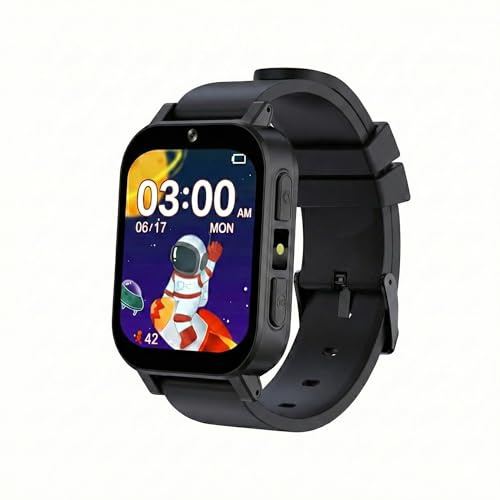 T TICCI Kids Smart Watch for Boys Girls - 1.83 HD Touch Screen, 500mAh Long Battery, Fast Type-C Charging, Games Camera Music Pedometer Torch, Educational Toys for Ages 4-12 Birthday Gift (Black)