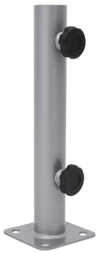 LoogCape Parasollstativ för Ø 32/34/38 mm mast silver stål väderbeständigt stabilt golvparaplyfot med platta och tillbehör för balkong terrass trädgård strand