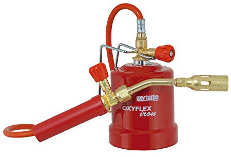 OXYTURBO Kit de soldador profesional con soplete de gas Oxyflex Iron con soporte para cartucho de metal, monogas, soldadura dulce y fuerte, calentamiento