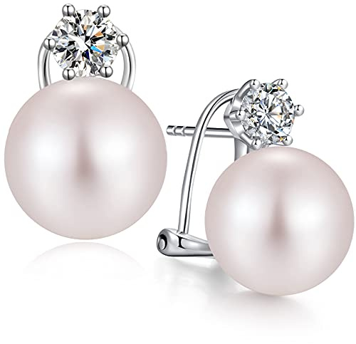 Orecchini Perle Donna Oro Bianco Diamante Cerchio Anallergici Pendenti Argento Goccia
