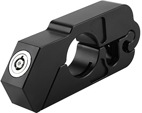Qiilu Serrure De Levier De Frein De Moto Universel CNC En Alliage D'aluminium Serrure De Poignée De Moto Guidon Levier De Frein Verrou De Sécurité Avec Clés Anti-Vol Noir Pour Moto VTT Scooter Dirt Bi