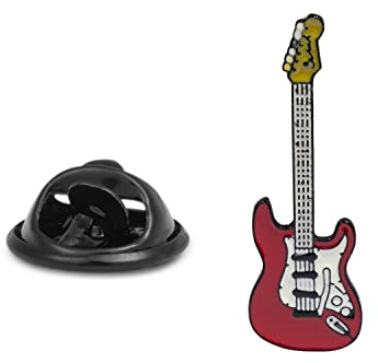 Gemelolandia | Pin de solapa de Guitarra Eléctrica Roja y Blanco | Tamaño 50x10mm | Pines Originales Para Regalar | Para las Camisas, la Ropa o para tu Mochila | Detalles Divertidos…