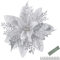 Morofme 12 pezzi 5,5 pollici stelle di Natale artificiali fiori di Natale con clip e steli scintillanti decorazioni per albero di Natale per ghirlande di Natale, festività, decorazioni stagionali