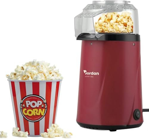 Avilia Macchina per Popcorn, 1200W Macchina Popcorn ad Aria Calda in 2 Minuti, Pop Corn Sano e senza olio per le serate di cinema per bambini, Rosso