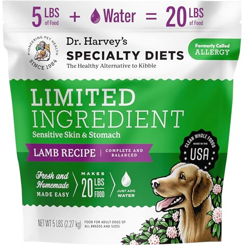 Dr. Harvey's Specialty Diet Limited Ingredient - Grain Free Dog Food for Dogs with Sensitivities - Lamb Recipe (5 Pounds)