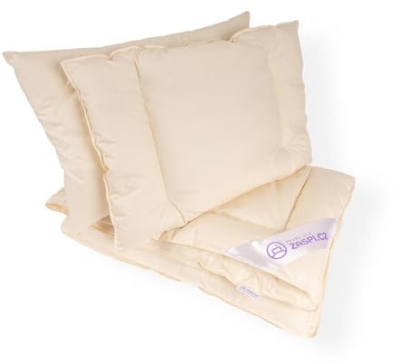 Baby-Set Exclusive, 1+2 Bettchen-Set, 100% Schafwolle im Baumwolle mit zertifizierter SILBERAKTIV-Behandlung, wärmeregulierendes Material, antibakteriell,2 Kopfkissen,1 Bettdecke, 90 x 135 cm