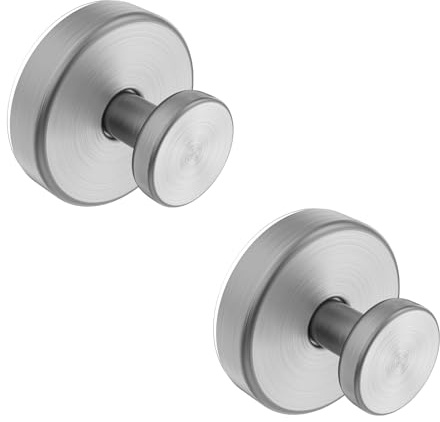 Bntuk Ganci a ventosa per doccia, ganci per asciugamani rimovibili per bagno, finestre, porte in vetro, pareti, accappatoi da appendere, confezione da 2, argento