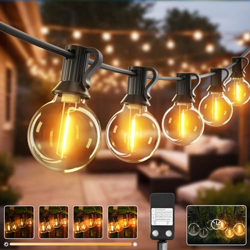 btfarm 10M Lichterkette Außen Dimmbar, LED Outdoor Lichterkette Strom mit Timer, Wetterfest IP44 Wasserdicht Lichterkette Glühbirnen für Garten Terrasse Hochzeiten Party, Warmweiß