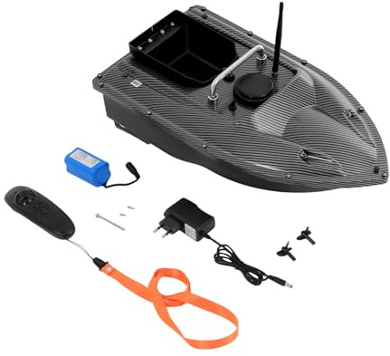 HOARLICN Barca per mangimi, 500 m, con luce LED, RC, barca per mangimi, Baitboat con ecoscandaglio e GPS, 1,5 kg, per la pesca, per fiumi, laghi
