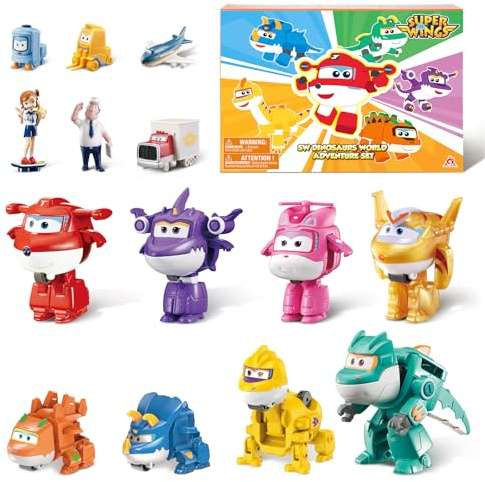 Super Wings Transforming - Juguetes para niños, 14 unidades, 2 pulgadas, avión de 2 pulgadas, 4 unidades, con caja de regalo Pokeable Surprise, para niños y niñas a partir de 3 años