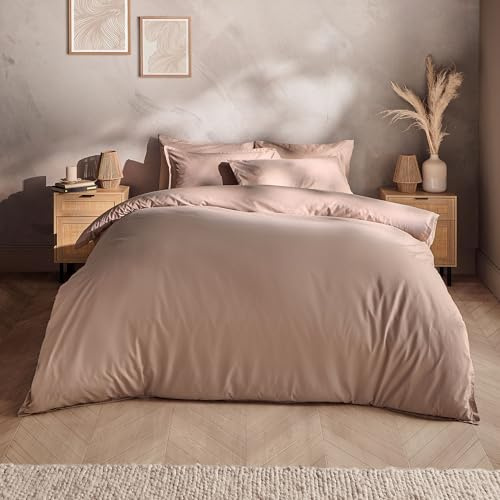 Silentnight Washed Cotton Rich Duvet Set - Soft & Comfortable Touch - Luxurious Oxford Edge Border with Button Fastening - Modern Linen-Look Quilt Cover + Pillowcase Bed Set, King, Beige Natural