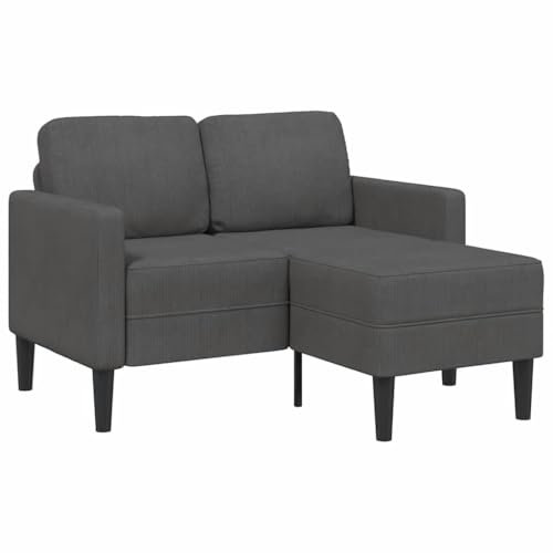 vidaXL 2-Sitzer-L-Sofa mit Chaiselongue L-Form Dunkelgrau 125 cm Leinen, 2-Sitzer-Sofa für Schlafzimmer, Zweisitzer-Couch, L-Form