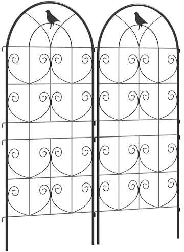 Outsunny Rankgitter Metall 2er Set zum Stecken rostfrei Rankhilfe mit Vogeldesign für Kletterpflanzen 50x120 cm Spalier für Zimmerpflanzen Pflanzenspalier für Tomaten Blumen Kletterpflanzen Schwarz