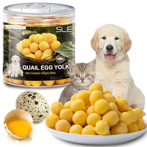 Snack Liofilizzato per Gatti e Cani, Tuorlo d'Uovo di Quaglia,Cibo sano e gustoso liofilizzato per animali domestici Tuorlo d'uovo di quaglia per cani (Quail Egg Yolks 150g)