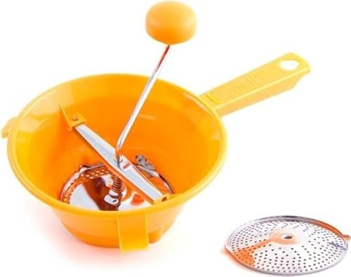 Ma Maison Passaverdura Manuale in Plastica, Componenti Metalliche, Disco Rimovibile -Pelapatate, Pappette, Filtrare Frutta e Verdura, Passatutto, Setacciare- si Lavastoviglie Arancione (Ø 24 cm)