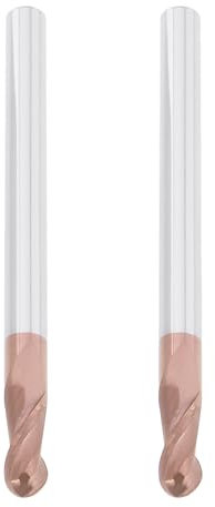 Briny River 2Pcs 4mm Ball Nose End Mill AlTiN Coated HRC55 Tungsten Carbide for CNC Engraving